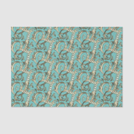 Gouden Monogram T-Weefseldocument Tissuepapier (Voorkant)