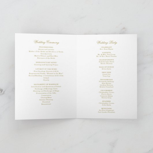 Gouden Monogram Traditioneel Katholiek Huwelijkspr Kaart (Binnen)