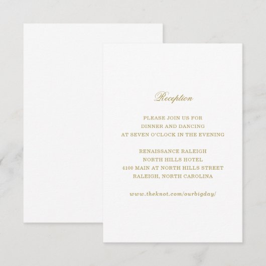 Gouden Monogram Traditionele Huwelijksreceptie Kaa RSVP Kaartje (Voorkant / Achterkant)