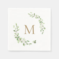 Gouden Monogram Trouw Groene bladeren Wapen