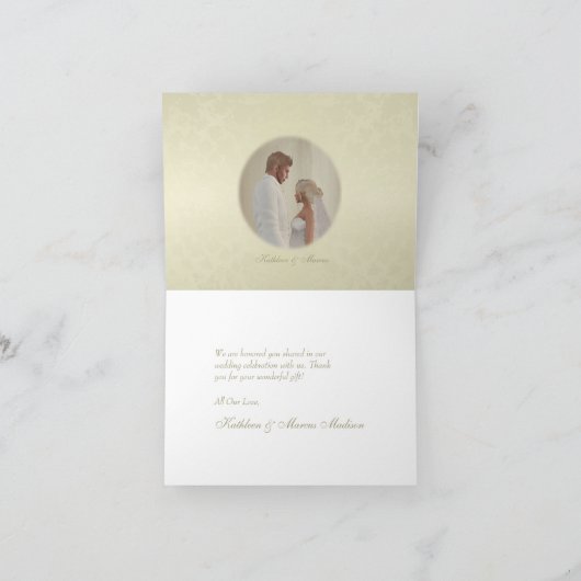 Gouden Monogram Trouwen Dank u Bedankkaart (Binnen)