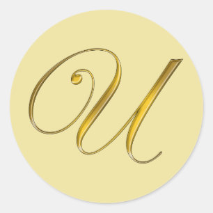 Gouden Monogram U Enveloppe Zegel Label Sticker