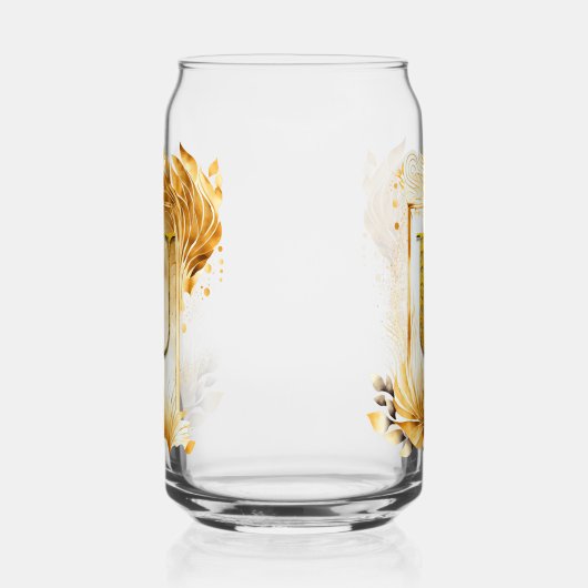 Gouden monogram U met versierd Lijst Blikvorm Glas (Rechts)