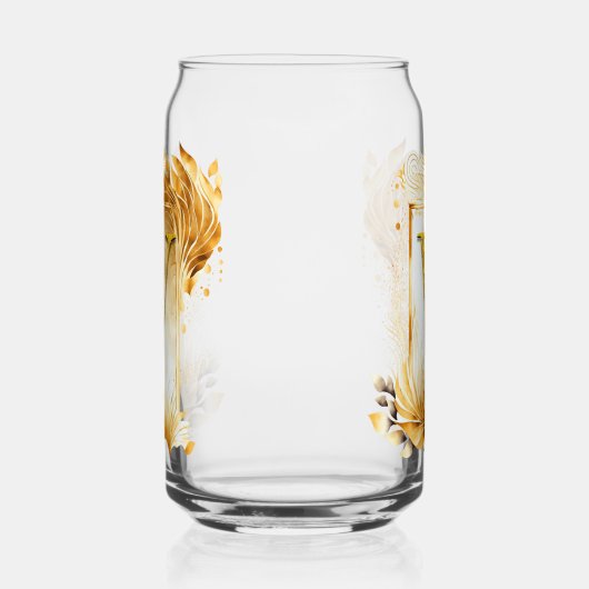 Gouden Monogram V Versierd Lijst Blikvorm Glas (Links)