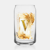 Gouden Monogram V Versierde Lijst Blikvorm Glas (Achterkant)