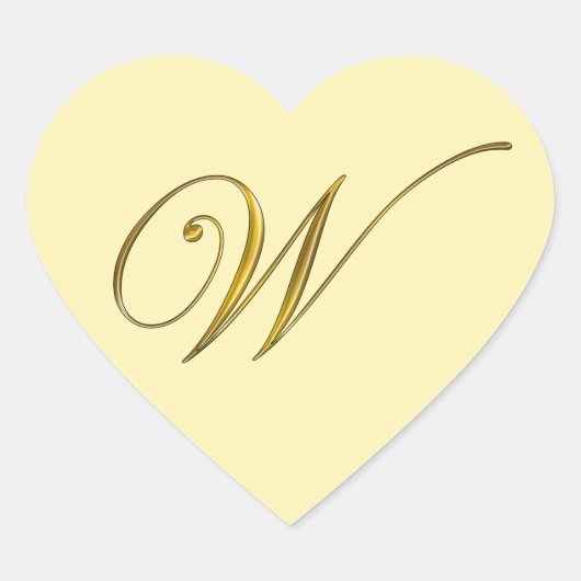 Gouden Monogram W Enveloppe Zegel Label Sticker (Voorkant)