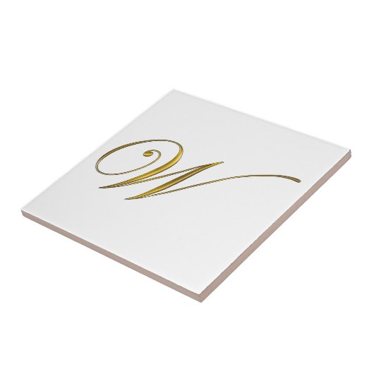 Gouden monogram W Tegeltje (Zijkant)