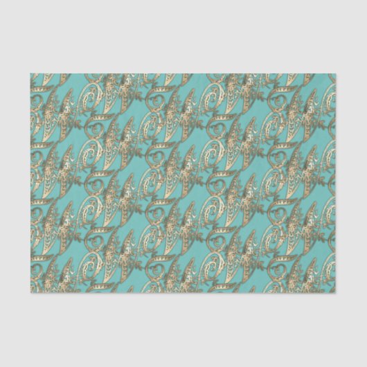   Gouden Monogram W-Weefseldocument Tissuepapier (Voorkant)