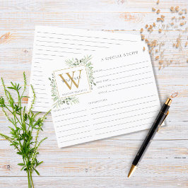 Gouden Monogram Waterverf Groene Kruiden Receptenb
