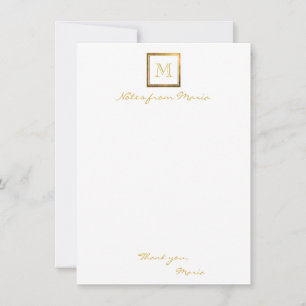 Gouden Monogram Witte Persoonlijke Notitiekaarten Notitiekaartje