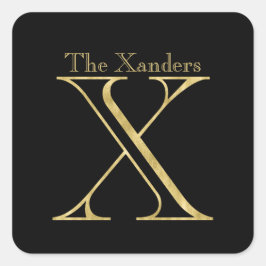 Gouden Monogram X en Naam in Elke Kleur Vierkante Sticker