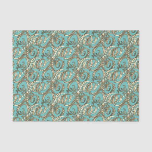   Gouden Monogram X-Weefseldocument Tissuepapier (Voorkant)