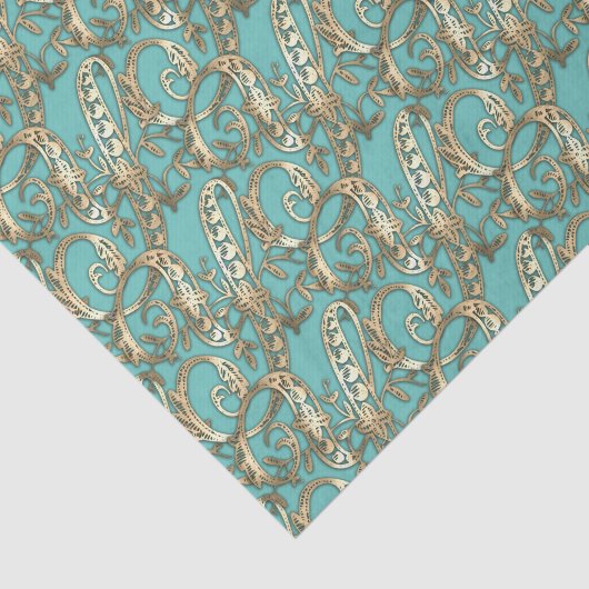   Gouden Monogram Y-Weefseldocument Tissuepapier (Detail)