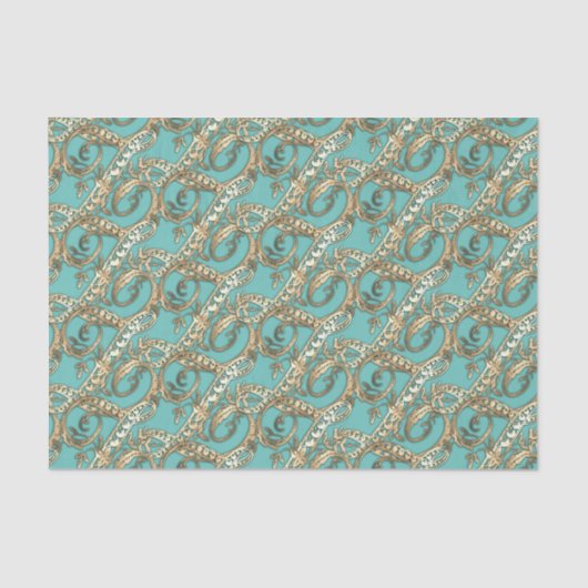   Gouden Monogram Z-Weefseldocument Tissuepapier (Voorkant)