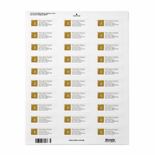 gouden monogram ( zijn + haar namen & initialen )  etiket (Full Sheet)