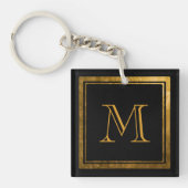 Gouden Monogram Zwarte Elegantie Sleutelhanger (voorkant)