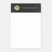 Gouden Monogram Zwarte Leer Elegant Post-it® Notes (Voorkant)