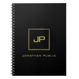 Gouden Monogram Zwarte Template Elegante Moderne S Notitieboek