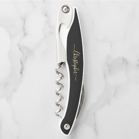 Gouden Monogrammed Bierwijn Kurkentrekker Bottle O (Voorkant)