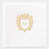Gouden Monogrammed Family Crest Folie Servet (Voorkant)