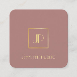 Gouden Monogrammed Moderne Elegante Sjabloon Luxe Vierkante Visitekaartje