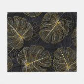 Gouden monstera bladeren, romantisch naadloos bloe fleece deken (Voorkant (Horizontaal))