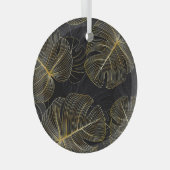 Gouden monstera bladeren, romantisch naadloos bloe glas ornament (Voorkant Rechts)