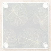 Gouden monstera bladeren, romantisch naadloos bloe glazen onderzetter (Achterkant)