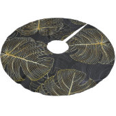 Gouden monstera bladeren, romantisch naadloos bloe kerstboom rok (Gekanteld)