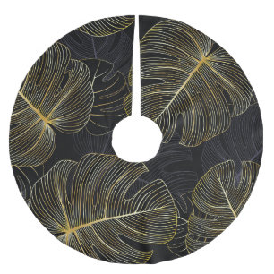 Gouden monstera bladeren, romantisch naadloos bloe kerstboom rok