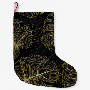 Gouden monstera bladeren, romantisch naadloos bloe kleine kerstsok