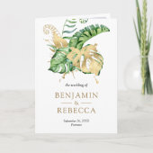 Gouden Monstera Tropische Palm QR Code Bruiloft (Voorkant)