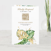 Gouden Monstera Tropische Palm QR Code Bruiloft (Achterkant)