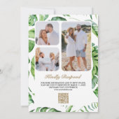 Gouden Monstera Tropische Palm QR Code Bruiloft Kaart (Achterkant)