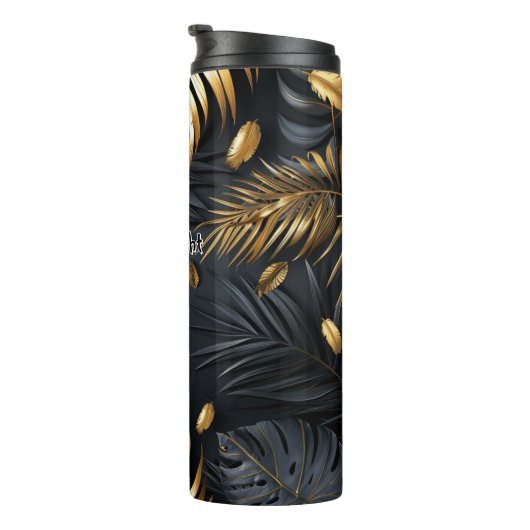 Gouden Monsters en Palmbladeren Thermosbeker (Geroteerd rechts)