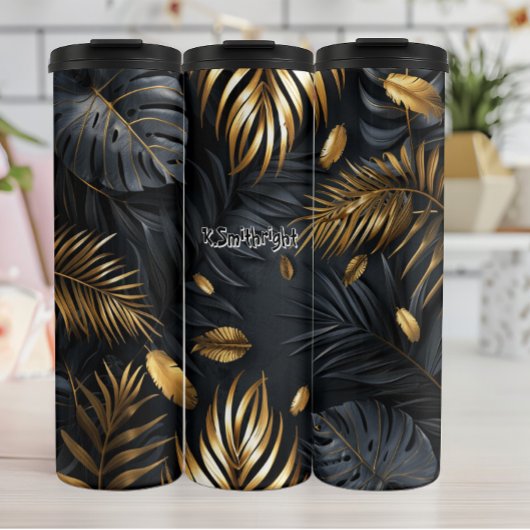 Gouden Monsters en Palmbladeren Thermosbeker