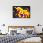 Gouden mooie eenhoorn gloed schattige magische neo canvas afdruk (Insitu (Slaapkamer))