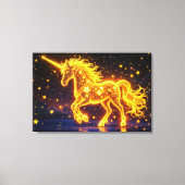 Gouden mooie eenhoorn gloed schattige magische neo canvas afdruk (Voorkant)