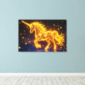 Gouden mooie eenhoorn gloed schattige magische neo canvas afdruk (Insitu (Houten vloer))