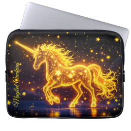 Gouden mooie eenhoorn gloed schattige magische neo laptop sleeve