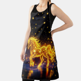 Gouden mooie eenhoorn gloed schattige magische neo schort