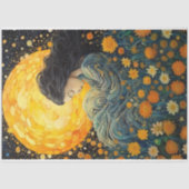 Gouden Moonlight Meisje Art Nouveau Bloemen Decoup Tissuepapier (Voorkant)