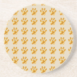 Gouden Mopige Pootjes op Beige Zandsteen Onderzetter