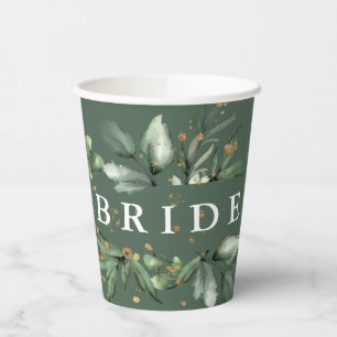 Gouden Mos Eucalyptus Modern Abstract Bruidsdouche Papieren Bekers