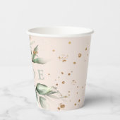Gouden Mos Eucalyptus Modern Roze Bruidsdouche Papieren Bekers (Achterkant)