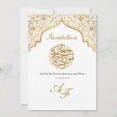 Gouden Moskee Elegantie Moslim Bruiloft Nikah Kaart (Achterkant)
