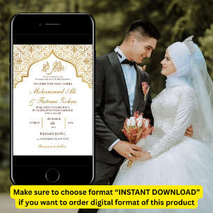 Gouden Moskee Elegantie Moslim Bruiloft Nikah Kaart