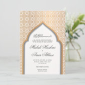 Gouden Moskee & Geometrische Islamitische bruiloft Kaart (Staand voorkant)