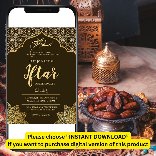 GOUDEN MOSKEE RAMADAN IFTAR DINER FEEST BEWERKBAAR KAART