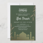Gouden Moskee Silhouet Iftar Diner Uitnodiging (Voorkant)